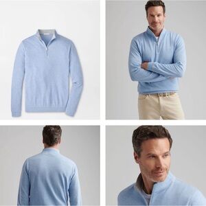 Men's Light Blue Half-Zip Sweater